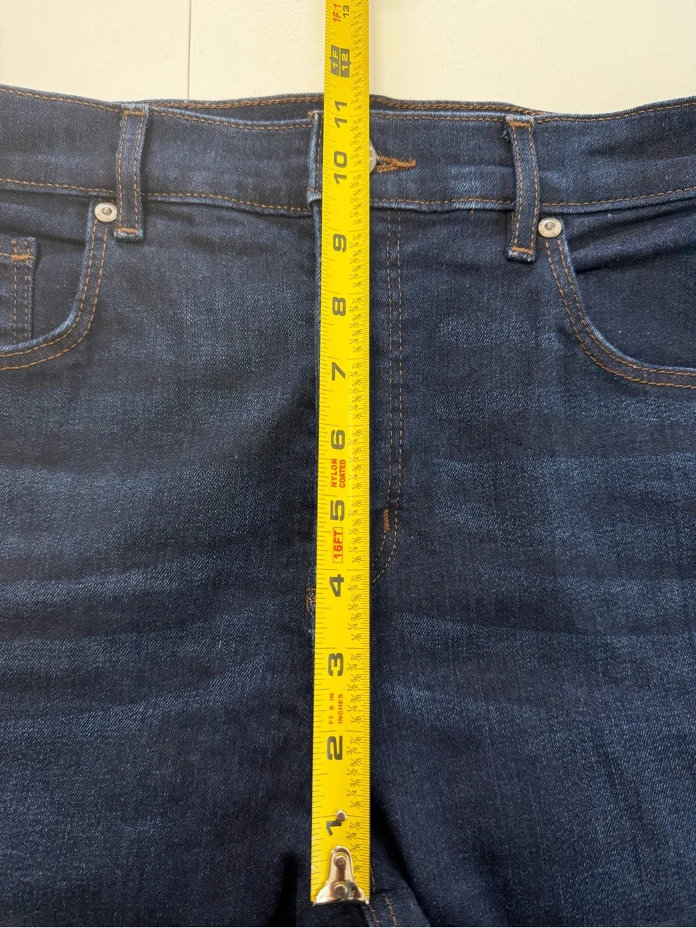 LOFT Made & Loved Dark Wash Skinny Jeans High Rise Faux Tortoise Button Hem